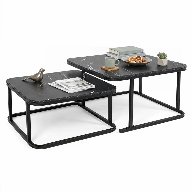 Nesting Coffee Table Set of 2 with Faux Marble Top by DirectDeals