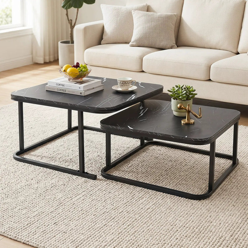 Nesting Coffee Table Set of 2 with Faux Marble Top by DirectDeals