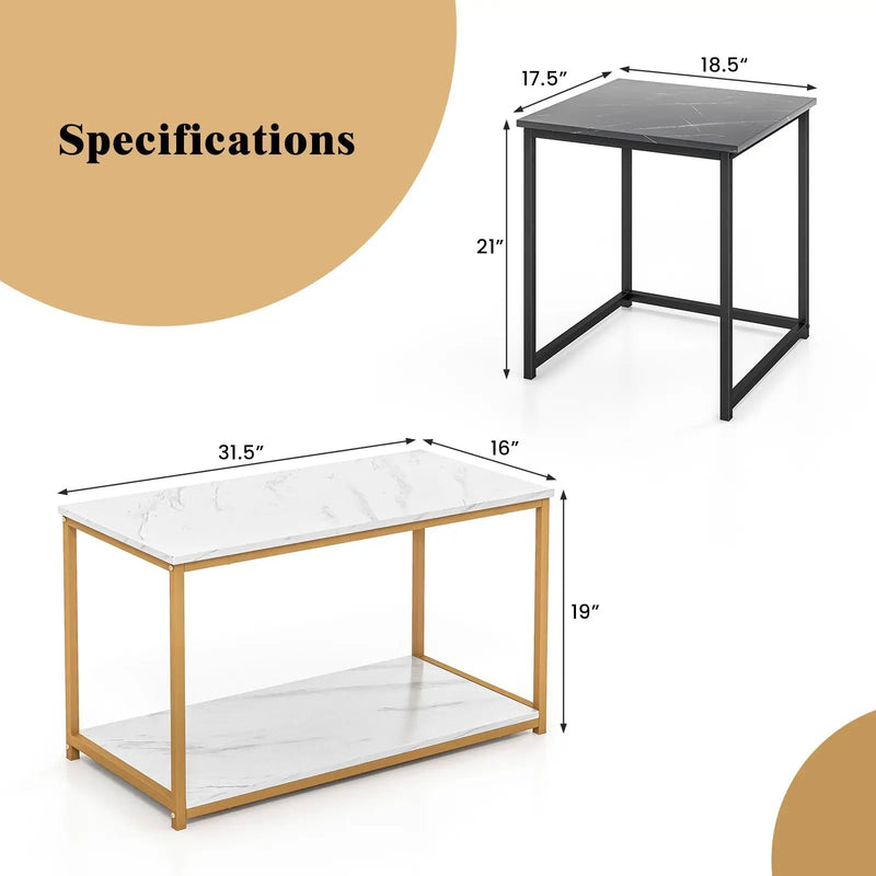 Nesting Coffee Table Set of 3-Black by DirectDeals