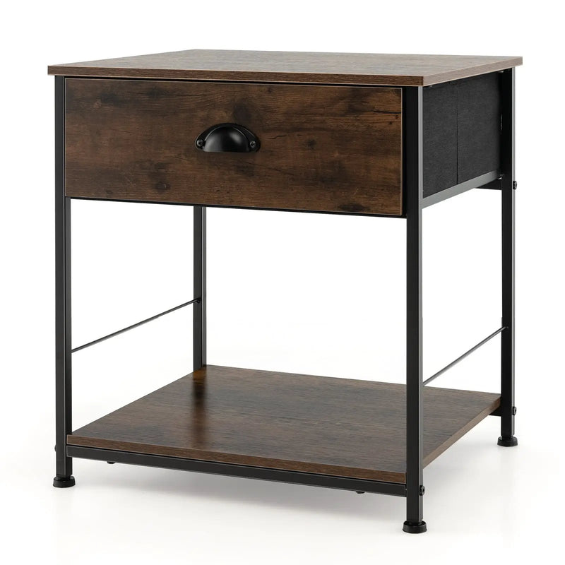 2 Tiers Nightstand with Open Storage Shelf for Living Room Bedroom by DirectDeals