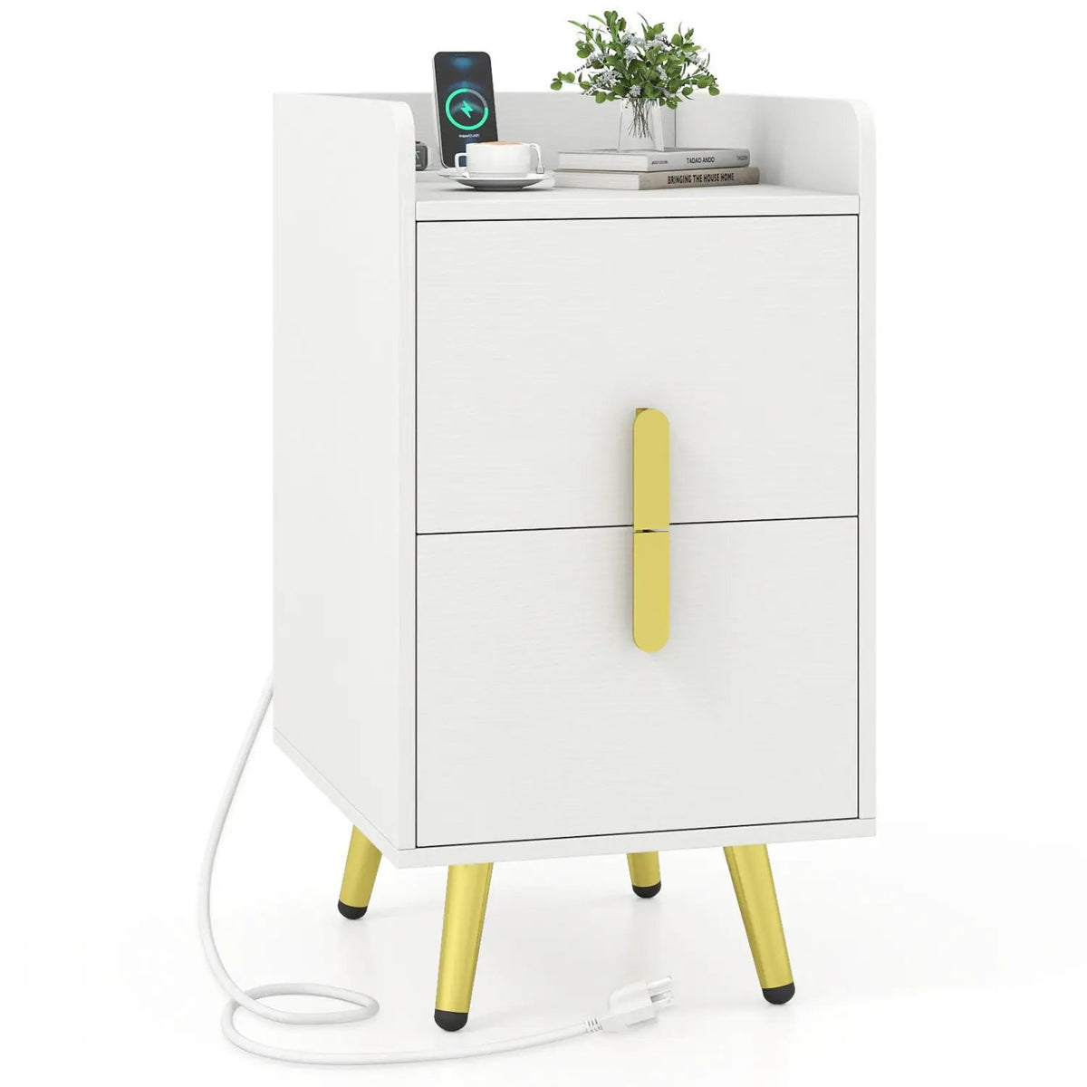 Nightstand Side Tables with 2 Drawers and 2 USB Ports, photo 10 of 10
