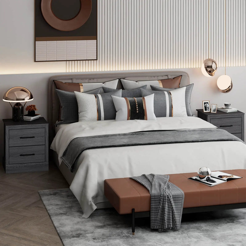 Wood Compact Floor Nightstand with Storage Drawers by DirectDeals
