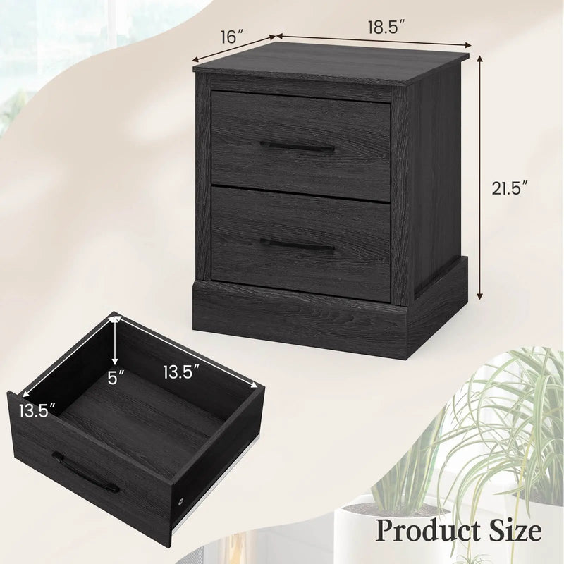 Wood Compact Floor Nightstand with Storage Drawers by DirectDeals
