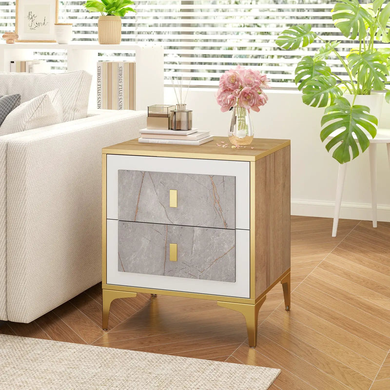 Nightstand with 2 Pull-out Drawers for Living Room Bedroom by DirectDeals
