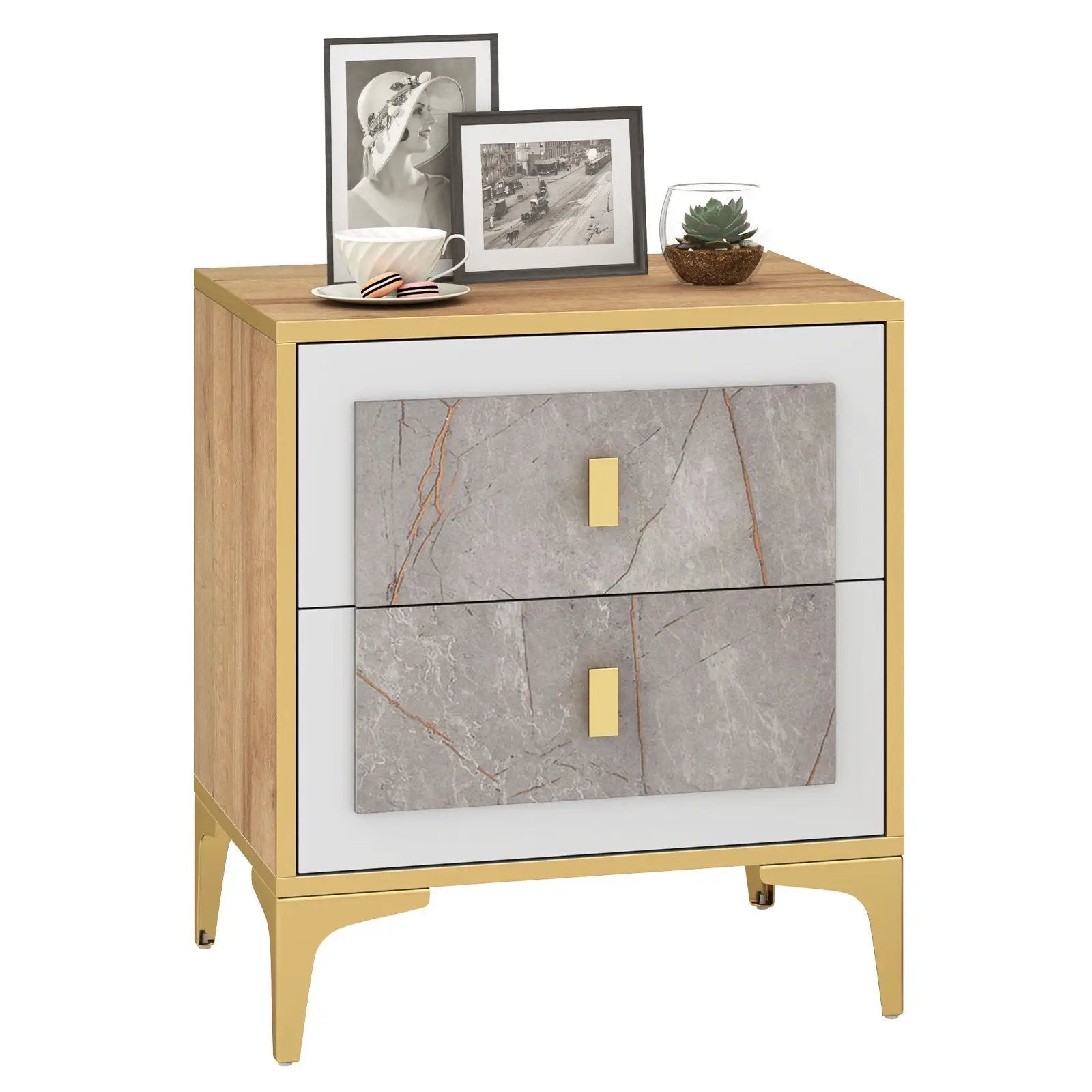 Nightstand with 2 Pull-out Drawers for Living Room Bedroom by DirectDeals
