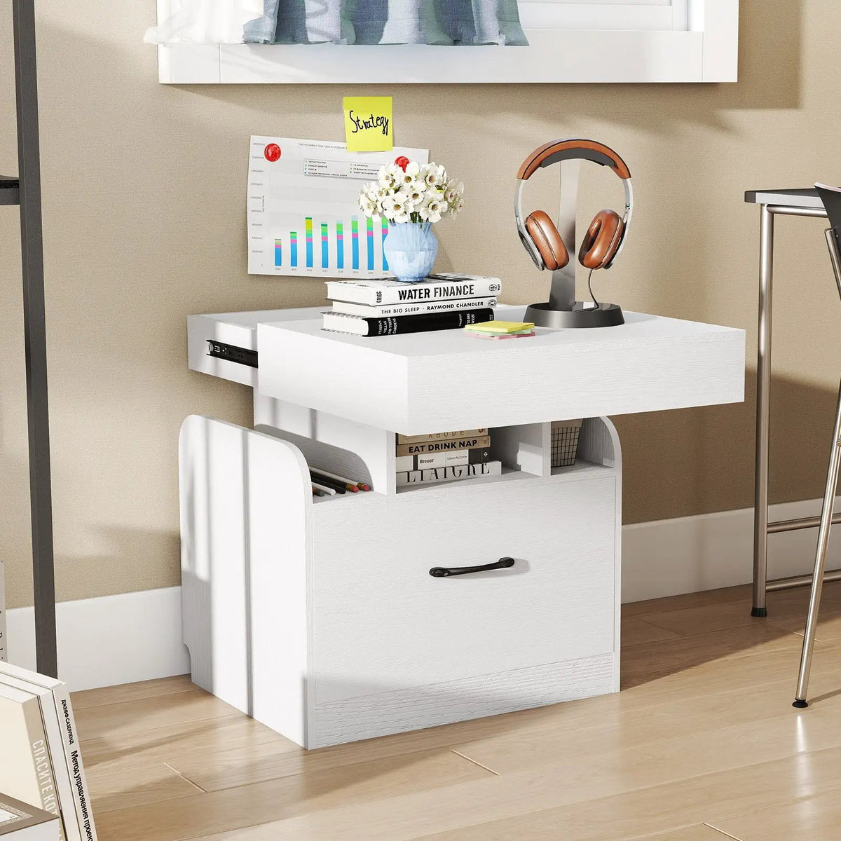 Nightstand with Charging Station Modern Bedside Table for Living Room Bedroom Office, photo 15 of 16