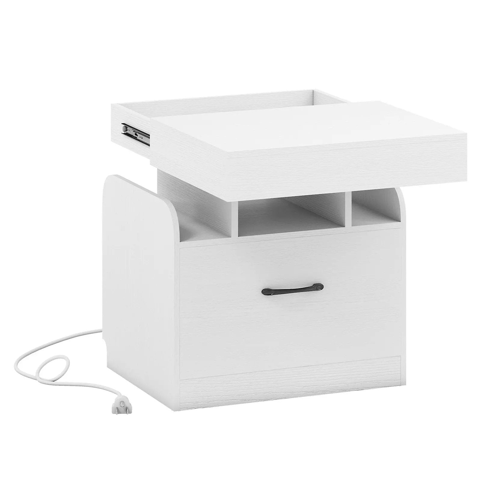 Nightstand with Charging Station Modern Bedside Table for Living Room Bedroom Office by DirectDeals