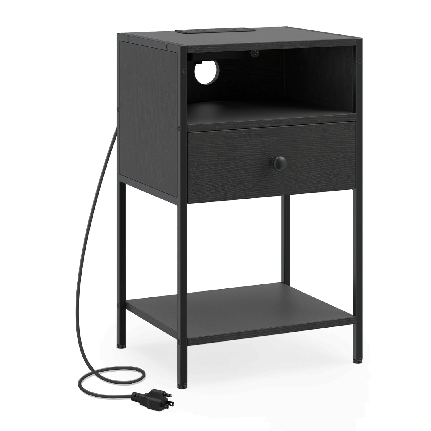 Nightstand with Charging Station Bedside Table with USB Ports and Outlets by DirectDeals