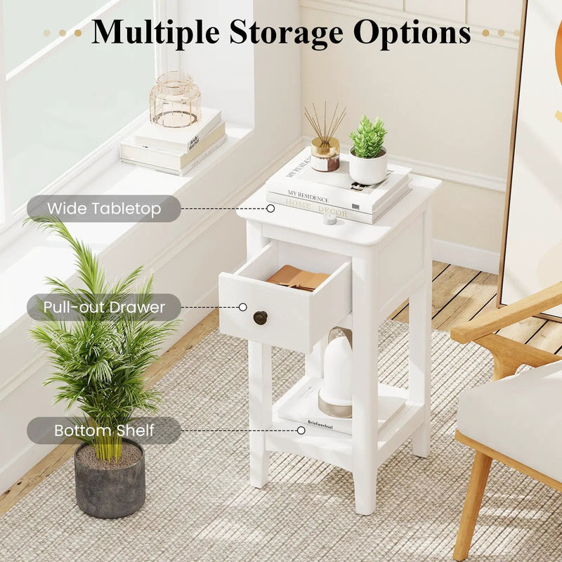 3-Tier Nightstand with Drawer and Open Storage Shelf by DirectDeals