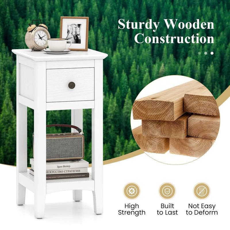 3-Tier Nightstand with Drawer and Open Storage Shelf by DirectDeals