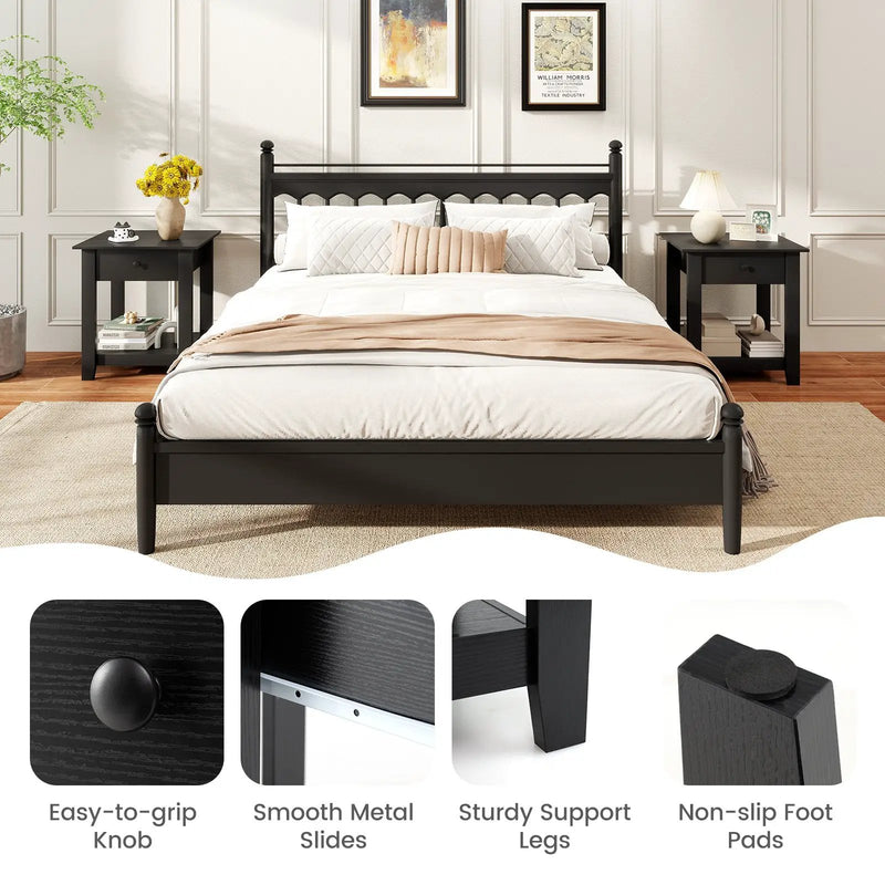 Nightstand with Drawer 3-Tier Modern Bedside Table with Open Shelf and Storage by DirectDeals