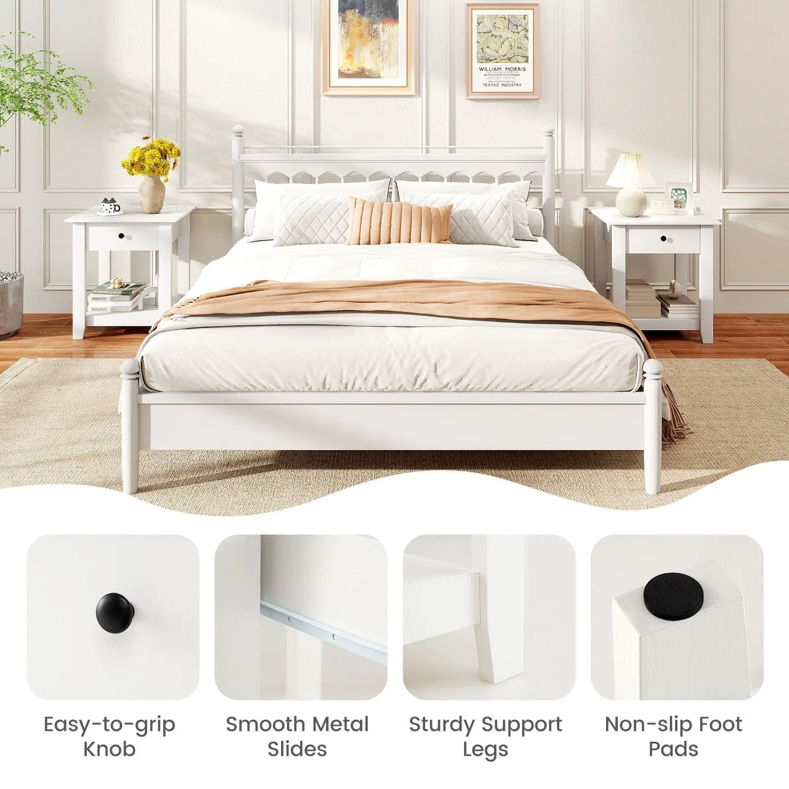 Nightstand with Drawer 3-Tier Modern Bedside Table with Open Shelf and Storage by DirectDeals