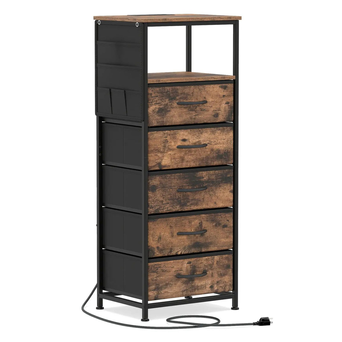 Nightstand with Integrated Charging Station 39 Inches Modern Bedside Table, photo 2 of 16