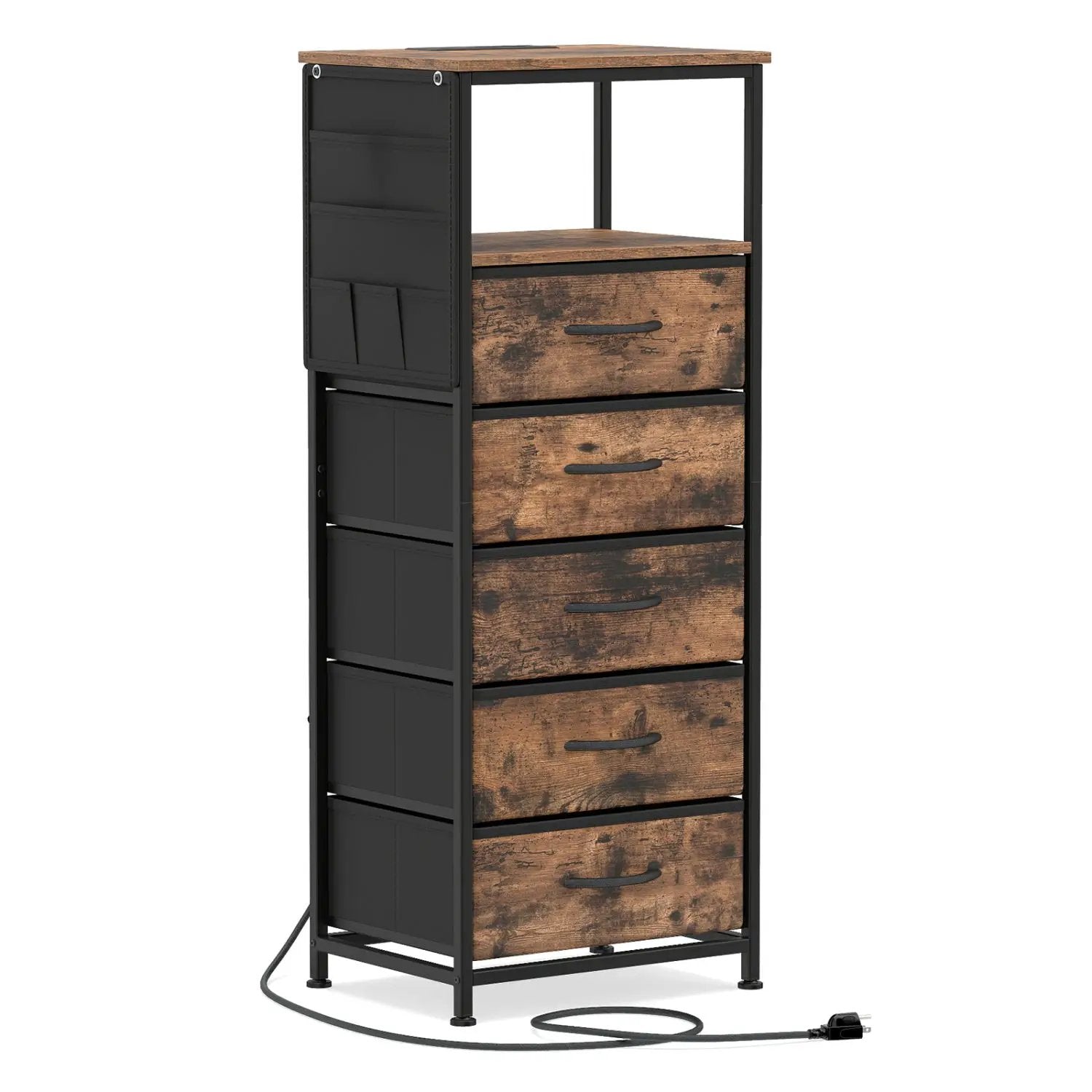 Nightstand with Integrated Charging Station 39 Inches Modern Bedside Table by DirectDeals