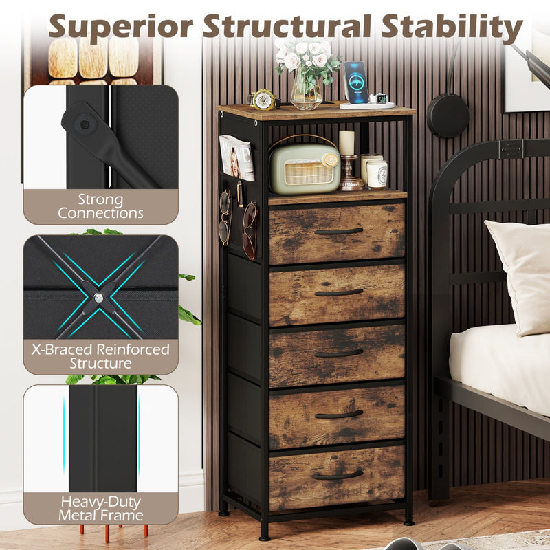 Nightstand with Integrated Charging Station 39 Inches Modern Bedside Table by DirectDeals