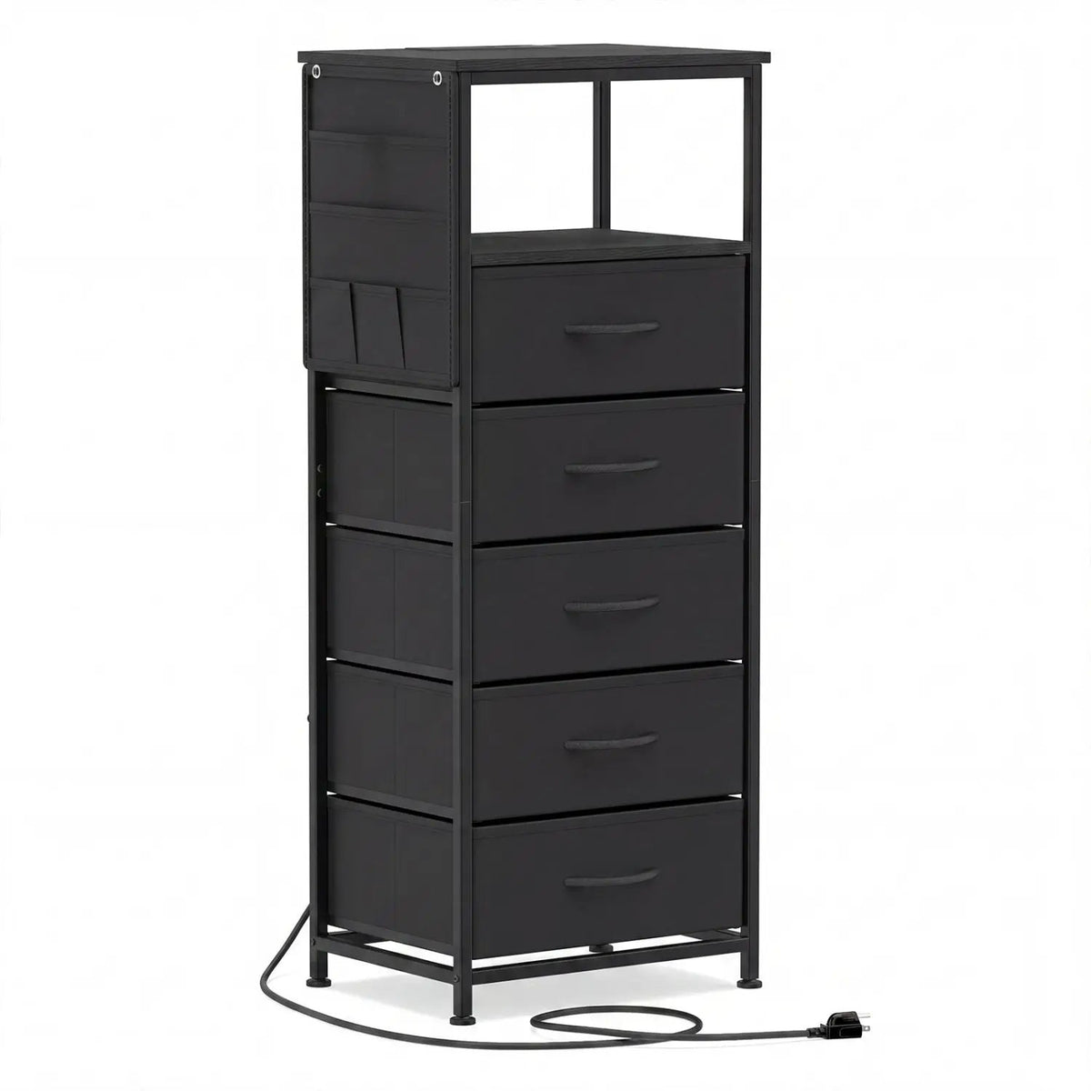 Nightstand with Integrated Charging Station 39 Inches Modern Bedside Table