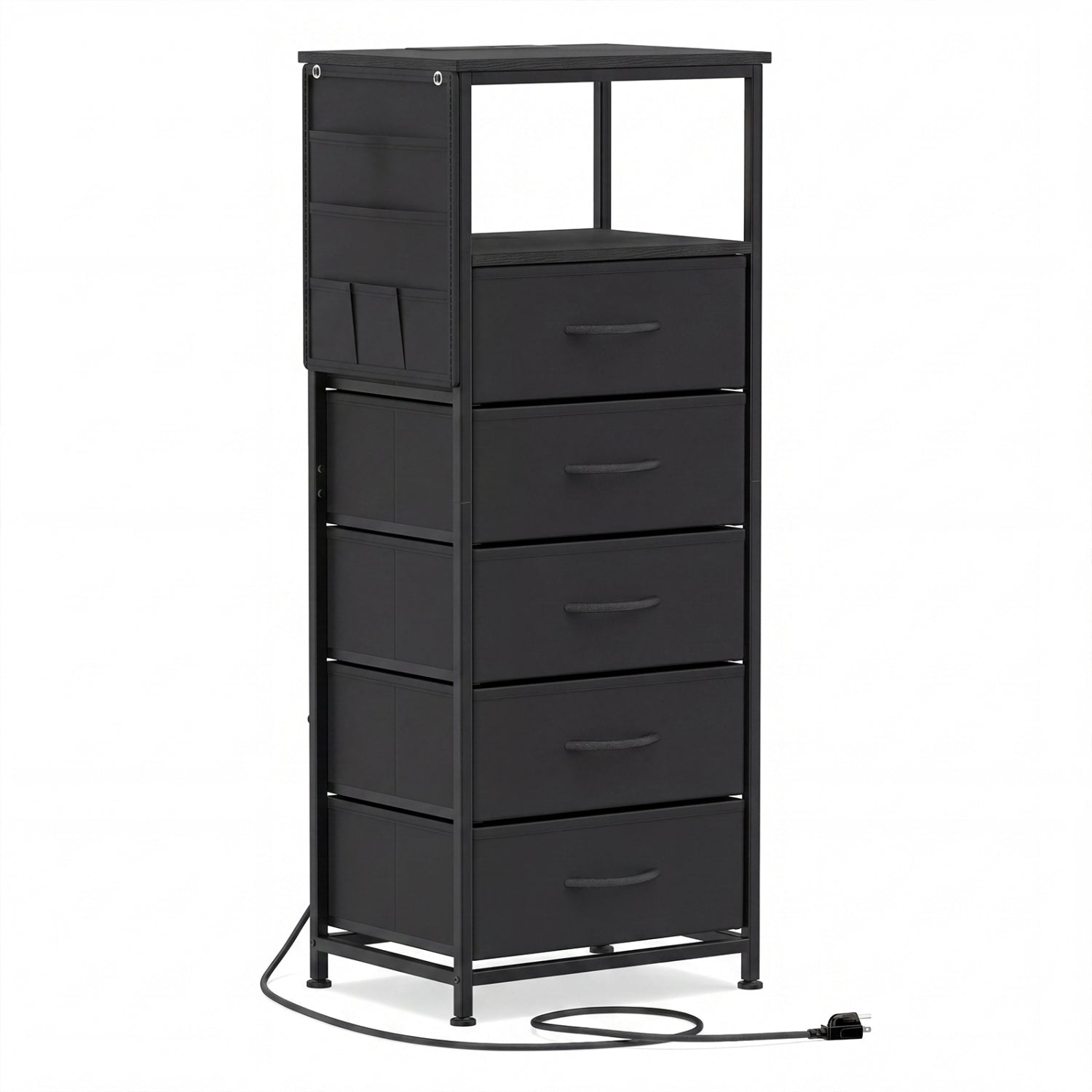 Nightstand with Integrated Charging Station 39 Inches Modern Bedside Table by DirectDeals