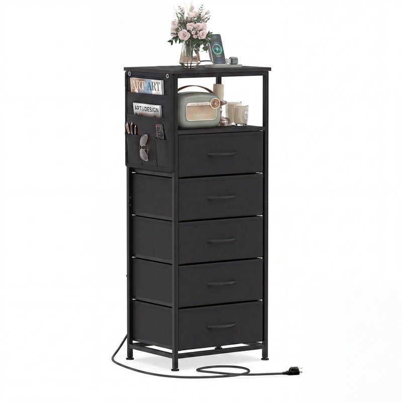 Nightstand with Integrated Charging Station 39 Inches Modern Bedside Table by DirectDeals