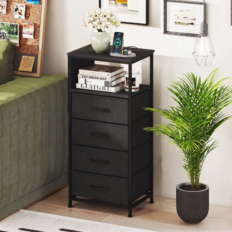 Nightstand with Integrated Charging Station 34" Modern Bedside Table by DirectDeals