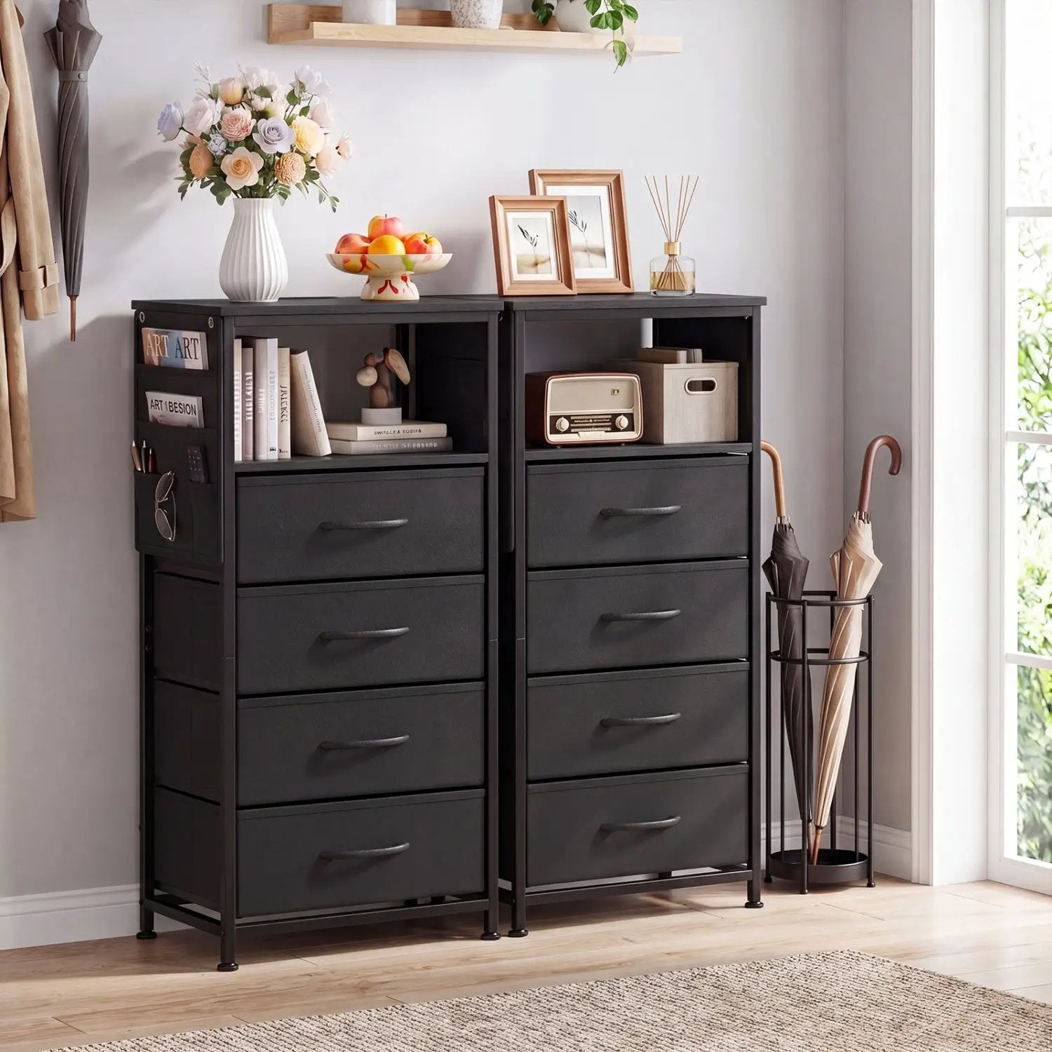 Nightstand with Integrated Charging Station 34" Modern Bedside Table by DirectDeals