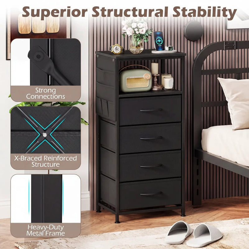 Nightstand with Integrated Charging Station 34" Modern Bedside Table by DirectDeals