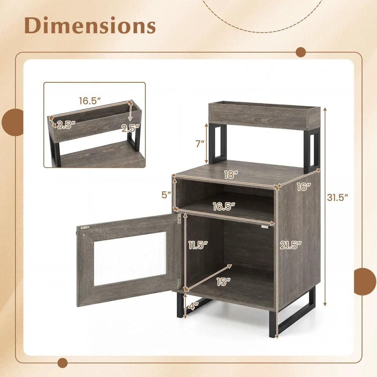 Nightstand with LED Lights Modern End Table with Top Tray Open Compartment and Storage Cabinet, photo 6 of 24