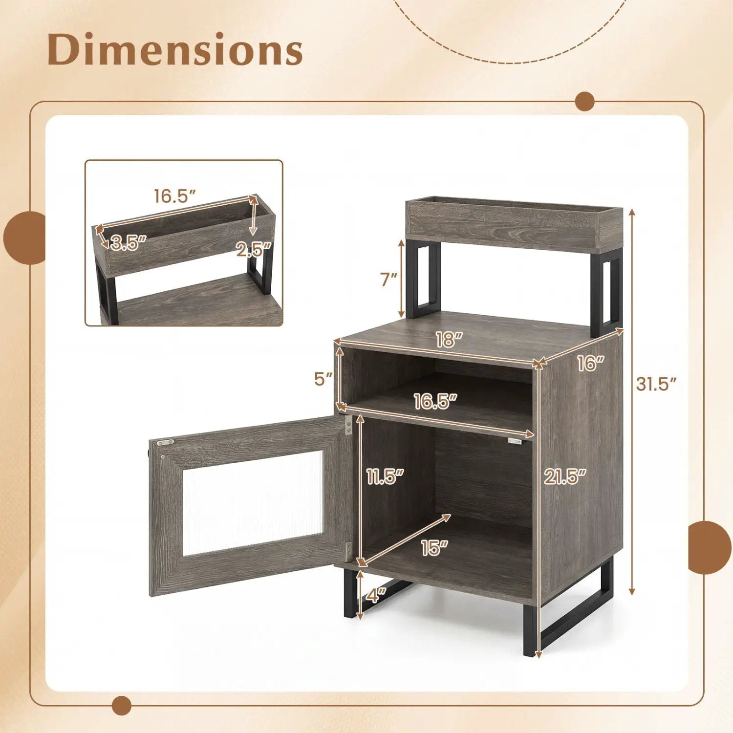 Nightstand with LED Lights Modern End Table with Top Tray Open Compartment and Storage Cabinet by DirectDeals