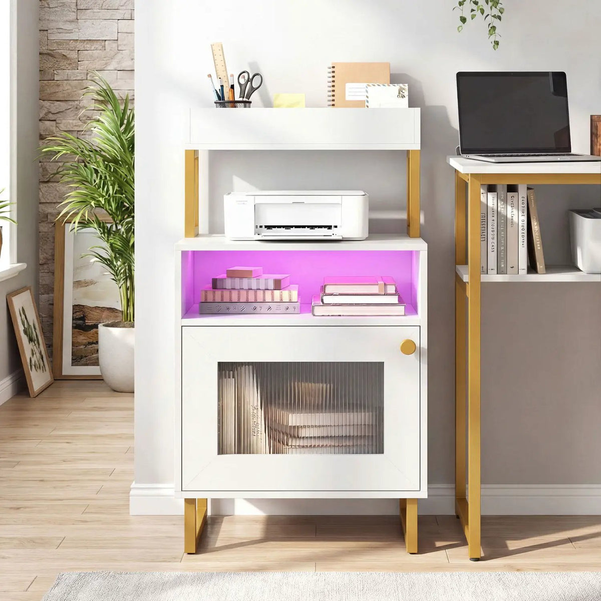 Nightstand with Integrated Charging Station 34" Modern Bedside Table, photo 16 of 16
