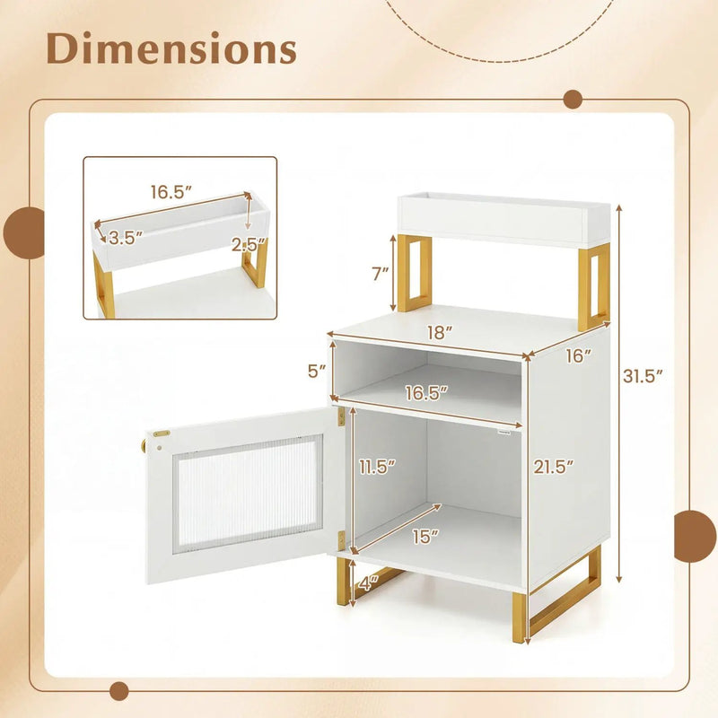 Nightstand with LED Lights Modern End Table with Top Tray Open Compartment and Storage Cabinet by DirectDeals