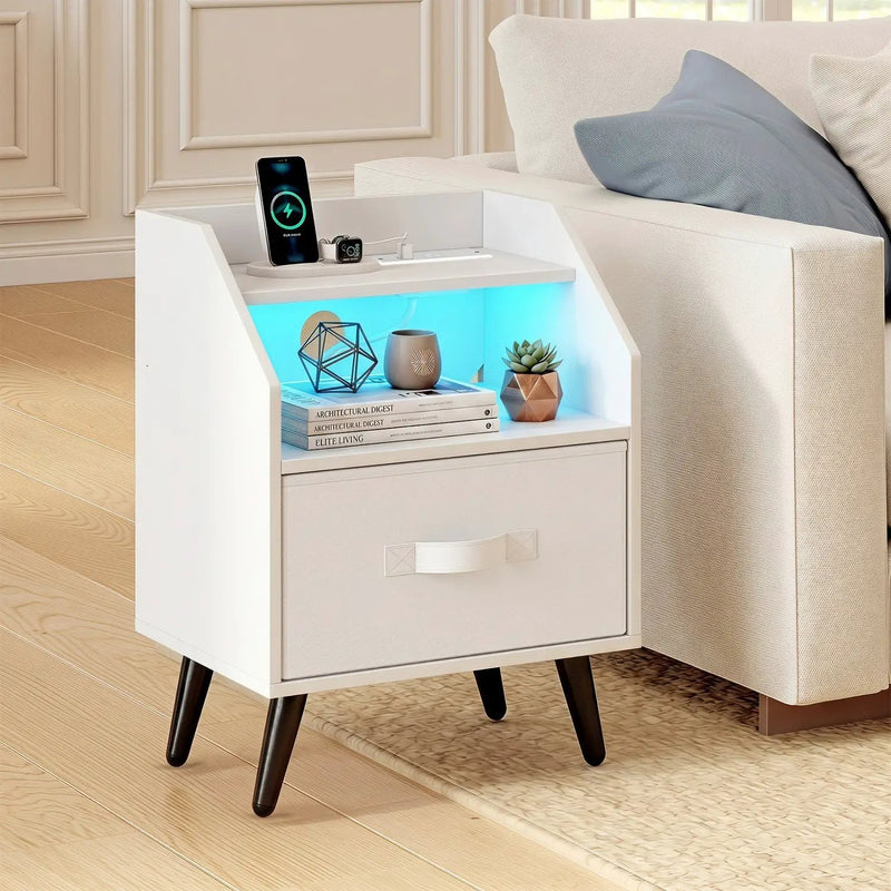 Nightstand with Power Outlets and LED Lighting by DirectDeals