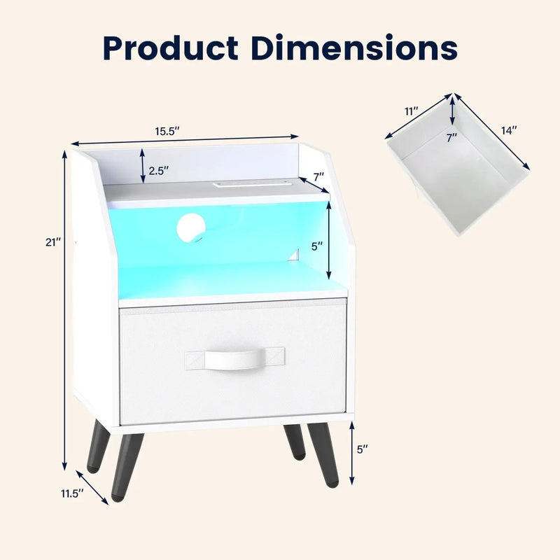 Nightstand with Power Outlets and LED Lighting by DirectDeals