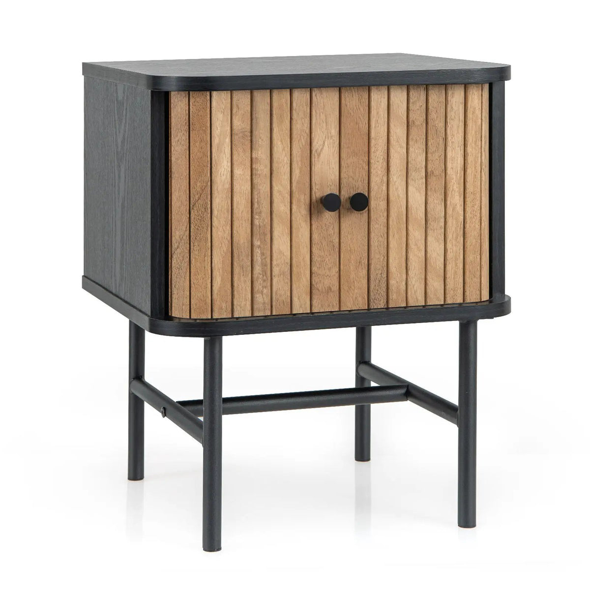 Mid-century Modern Nightstand with Sliding Doors and Storage Cabinet, photo 9 of 9