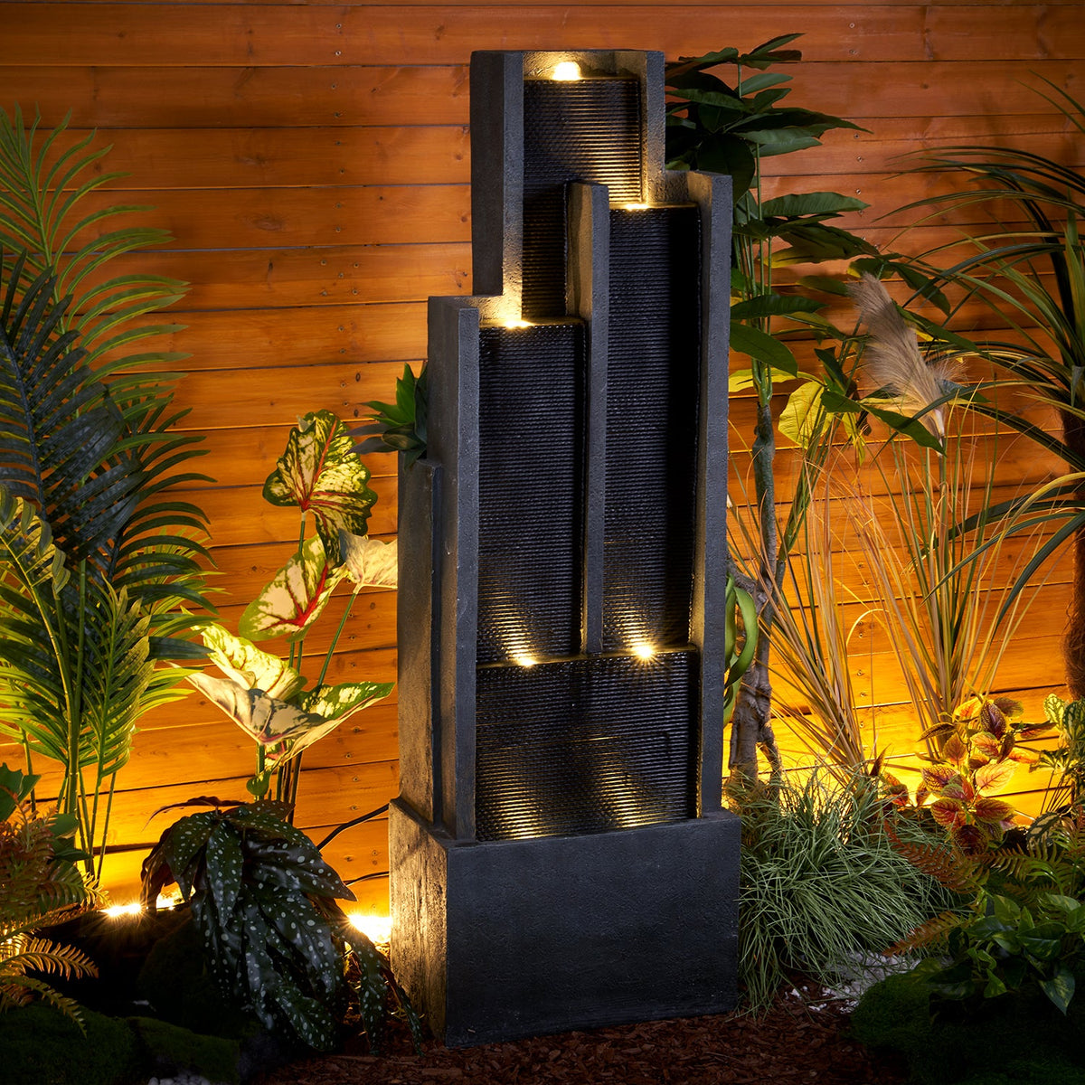 Resin Ribbed Slate Outdoor Water Fountain Quiet 50 in, photo 7 of 12