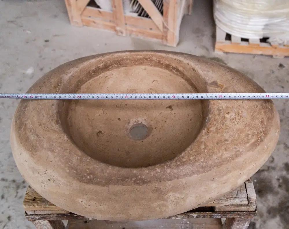 Noce Travertine Kayak Vessel Sink Honed and Filled 16x23x6 by GobekDesign