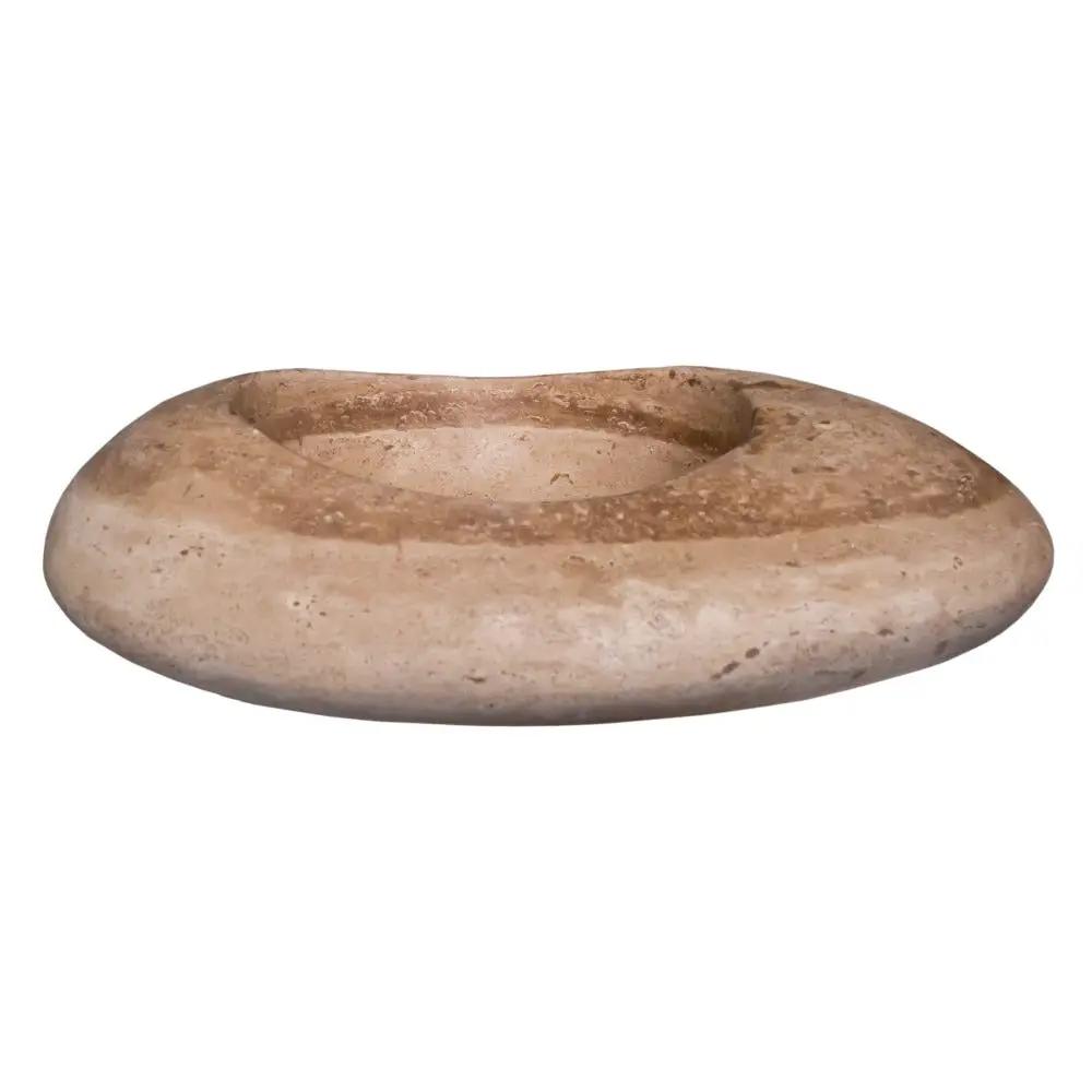 Noce Travertine Kayak Vessel Sink Honed and Filled 16x23x6 by GobekDesign