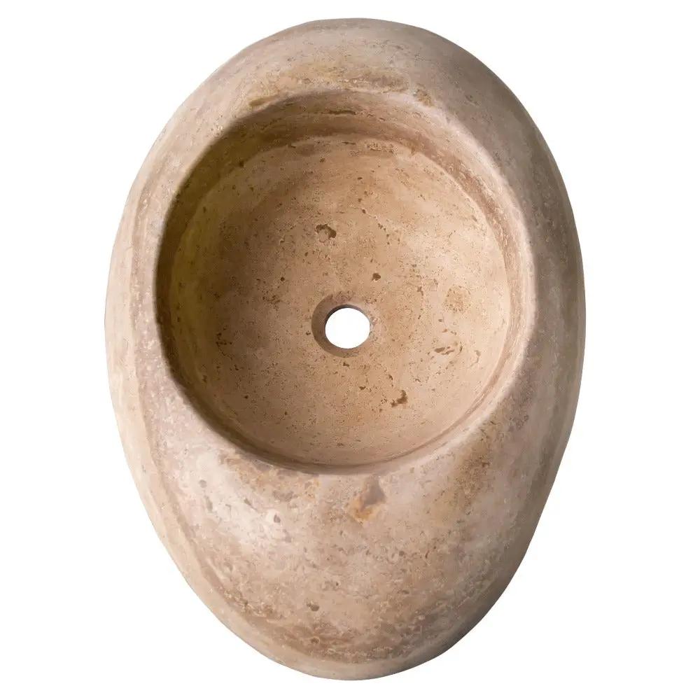 Noce Travertine Kayak Vessel Sink Honed and Filled 16x23x6 by GobekDesign