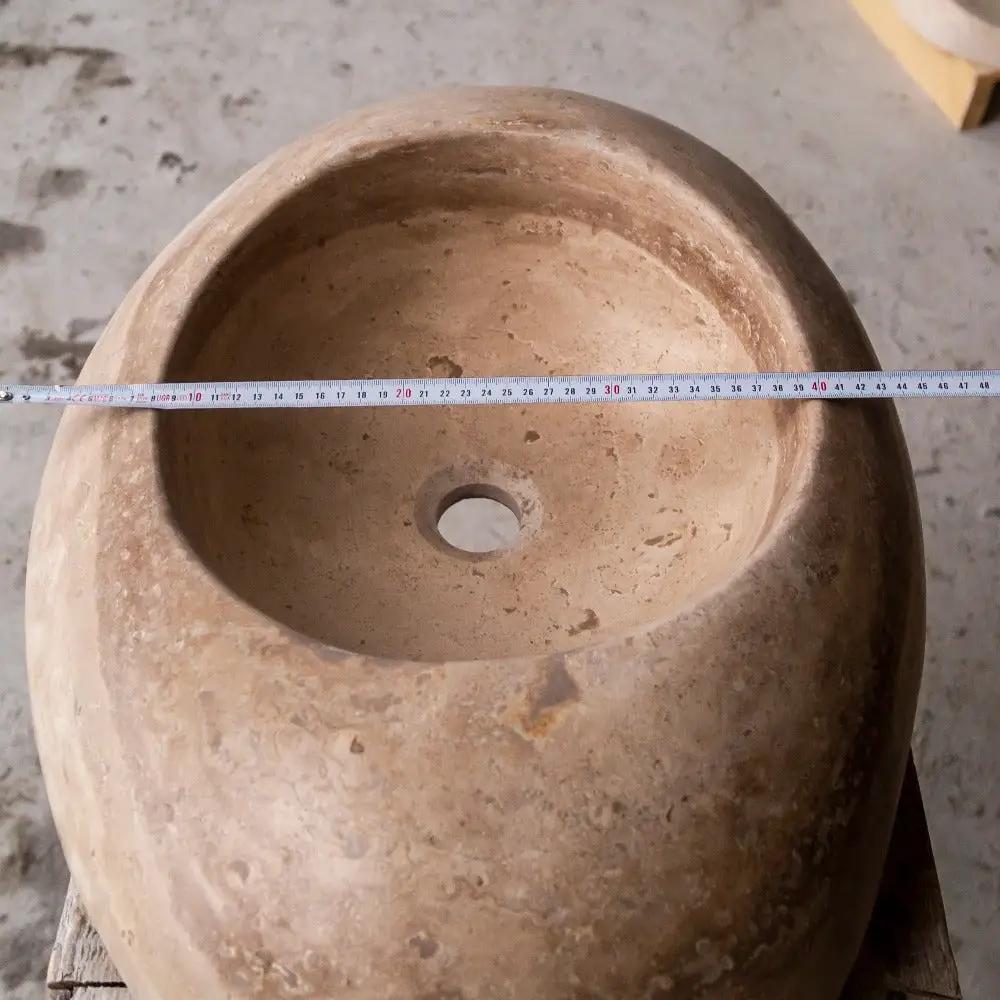 Noce Travertine Kayak Vessel Sink Honed and Filled 16x23x6 by GobekDesign