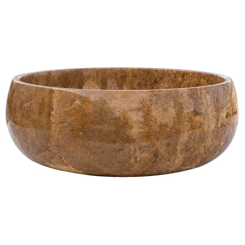 Noce Brown Travertine Natural Stone Vessel Sink Polished (D)16" (H)6" by GobekDesign