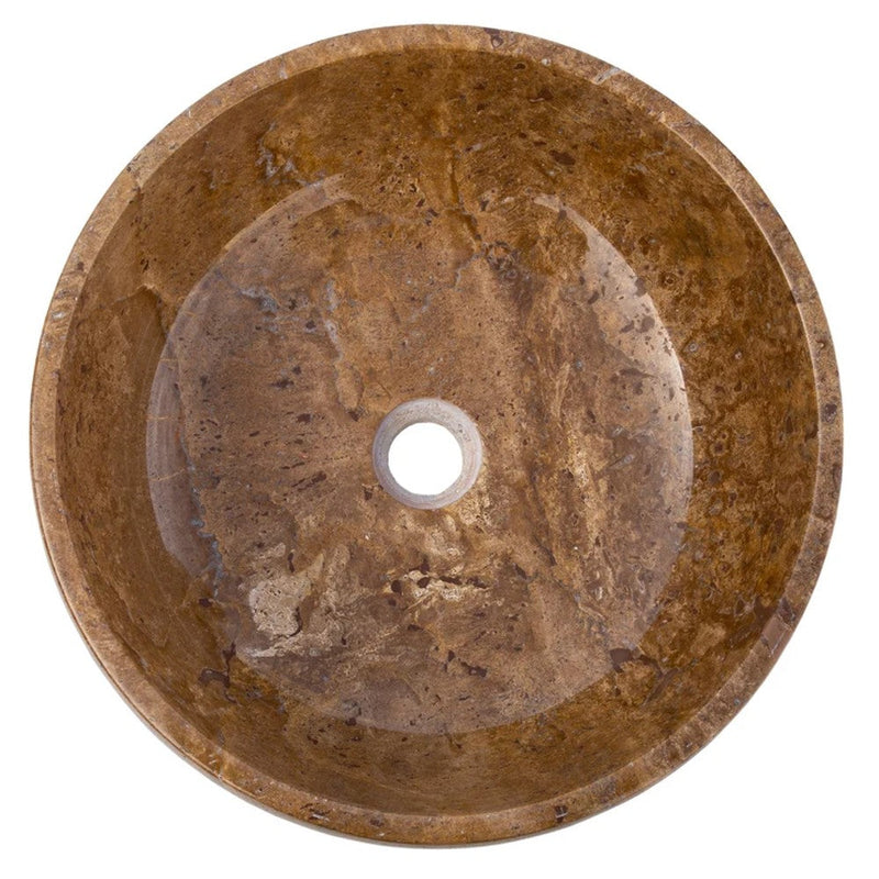 Noce Brown Travertine Natural Stone Vessel Sink Polished (D)16" (H)6" by GobekDesign
