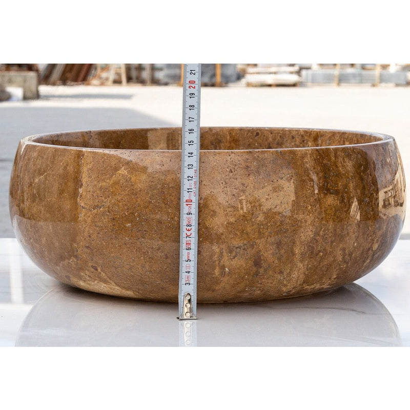 Noce Brown Travertine Natural Stone Vessel Sink Polished (D)16" (H)6" by GobekDesign