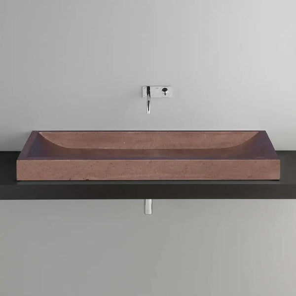 Noce Travertine Rectangular Vessel Sink - Honed and Filled 16x48x4