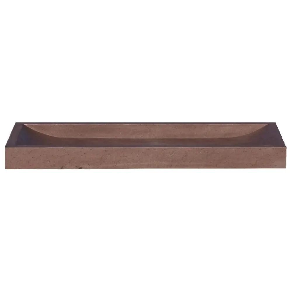 Noce Travertine Rectangular Vessel Sink - Honed and Filled 16x48x4 by GobekDesign
