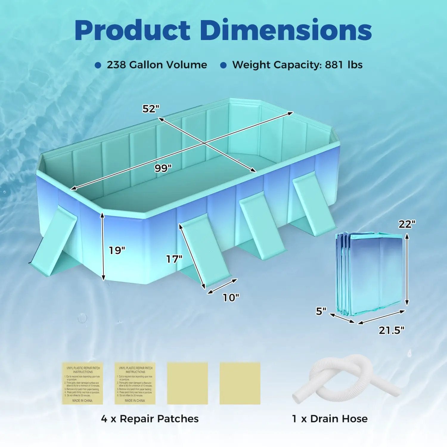 Portable Above Ground Swimming Pool with 24 Wall Panels by DirectDeals
