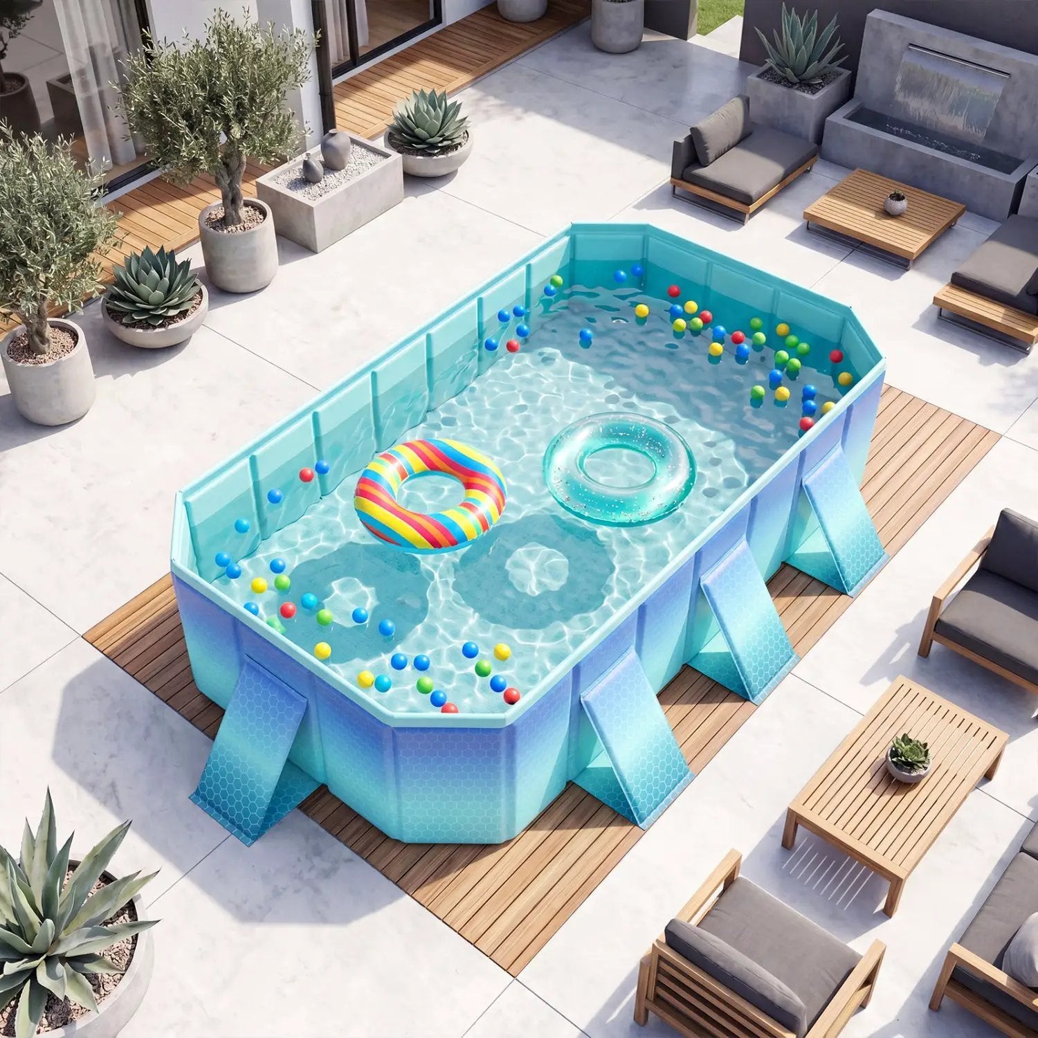 Portable Above Ground Swimming Pool with 24 Wall Panels by DirectDeals