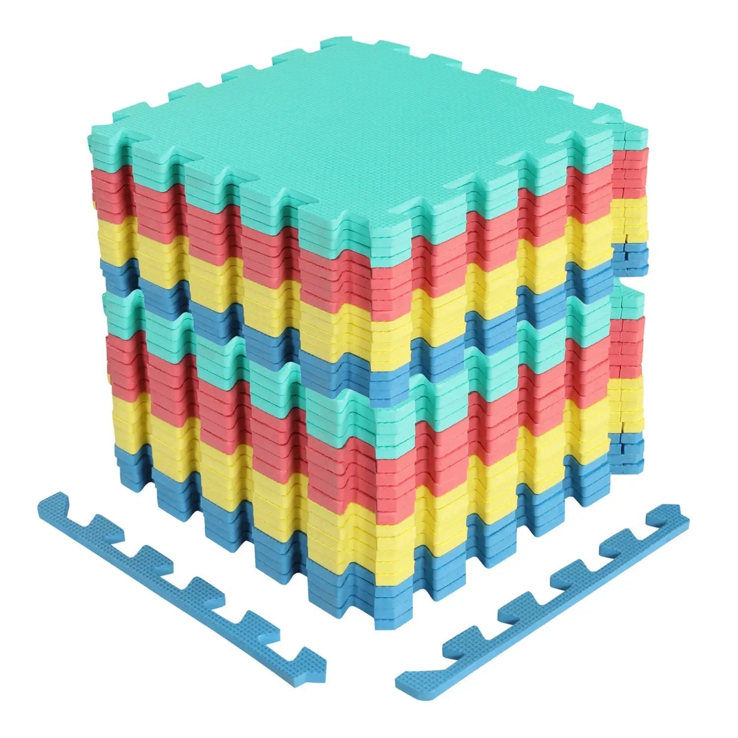 Interlocking Foam Floor Tiles 36-Pack with Borders by DirectDeals