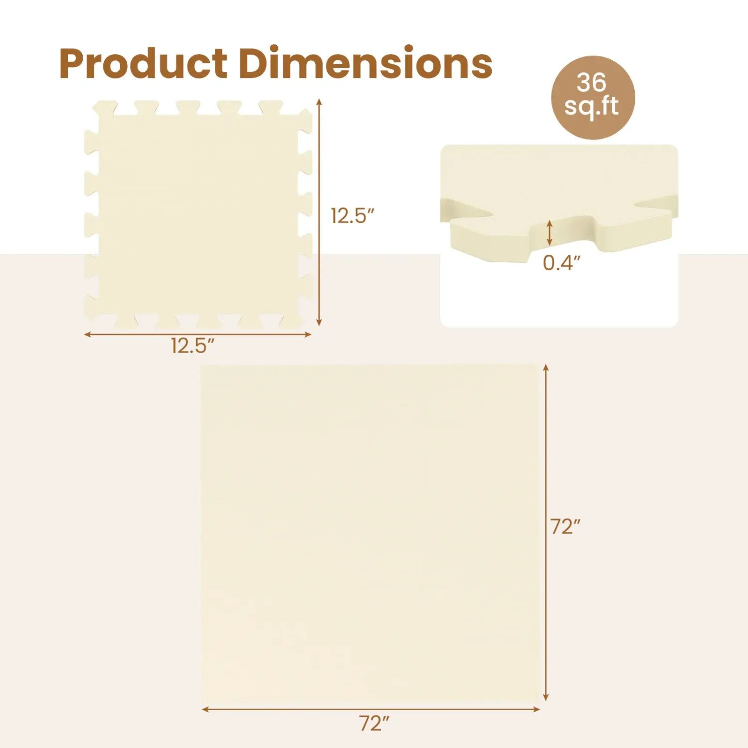 Interlocking Foam Floor Tiles 36-Pack with Borders by DirectDeals