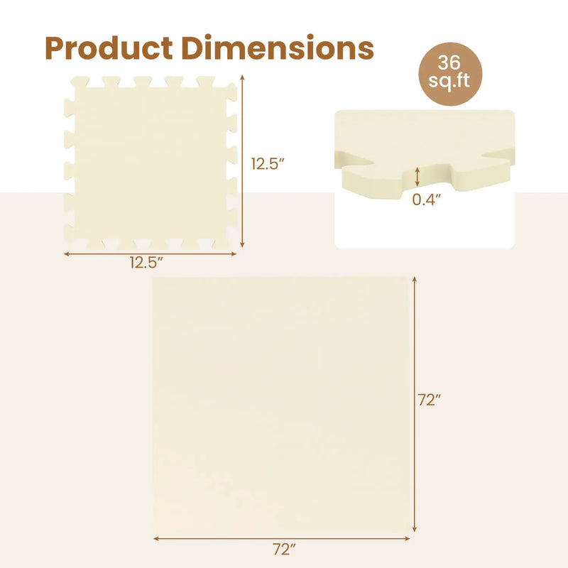 Interlocking Foam Floor Tiles 36-Pack with Borders by DirectDeals