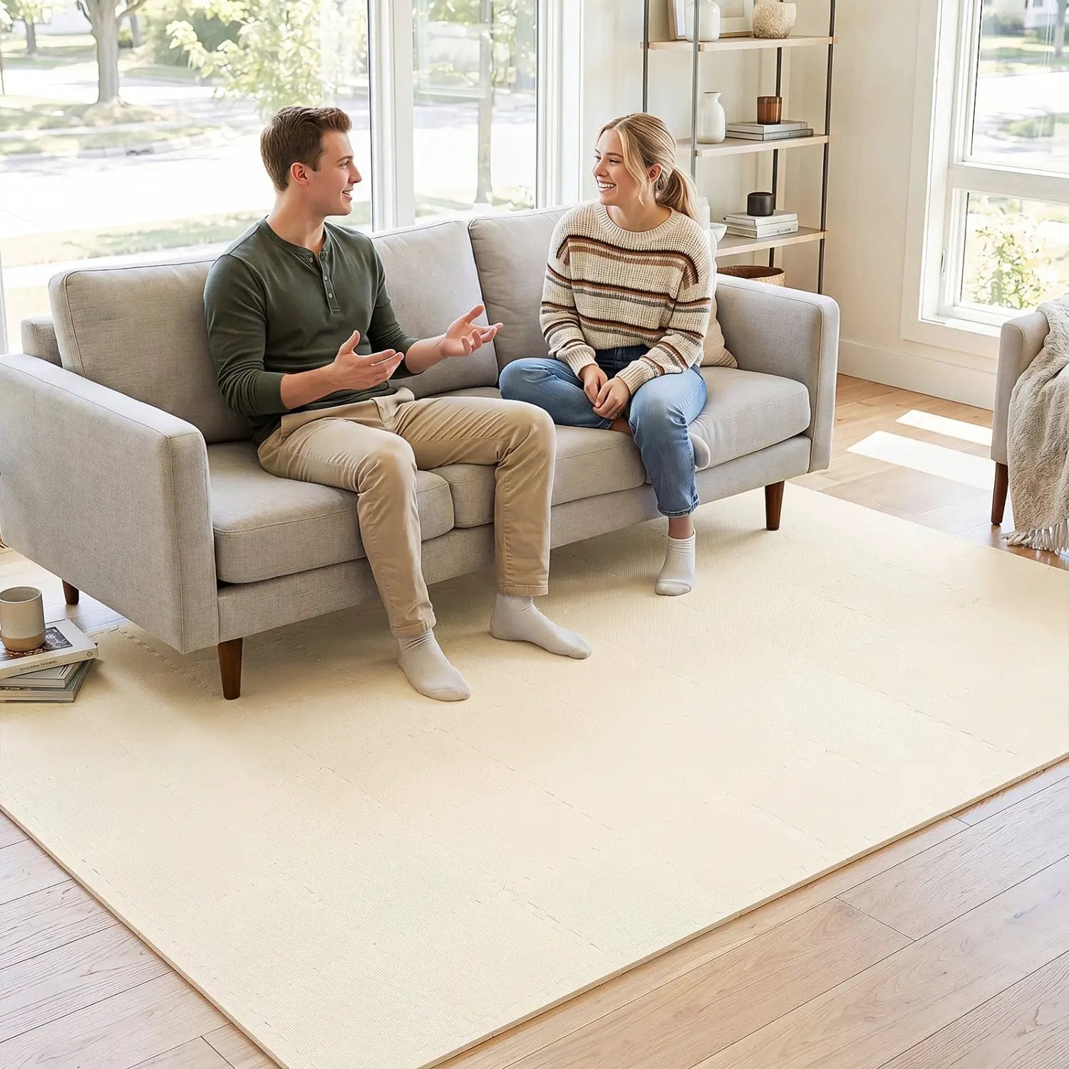 Interlocking Foam Floor Tiles 36-Pack with Borders by DirectDeals