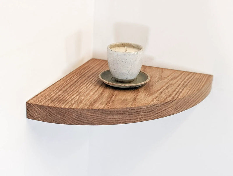 Floating Corner Shelf with Round Edge in Oak by NookWoodworking