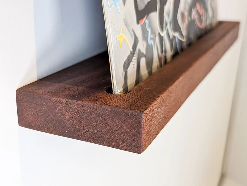Vinyl Record Floating Shelf in Mahogany by NookWoodworking